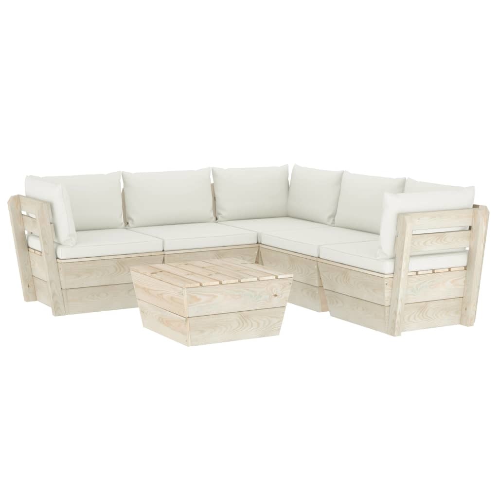 VidaXL 6-delige Loungeset met kussens pallet vurenhout