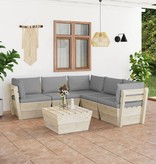 VidaXL 6-delige Loungeset met kussens pallet vurenhout