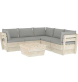 VidaXL 6-delige Loungeset met kussens pallet vurenhout