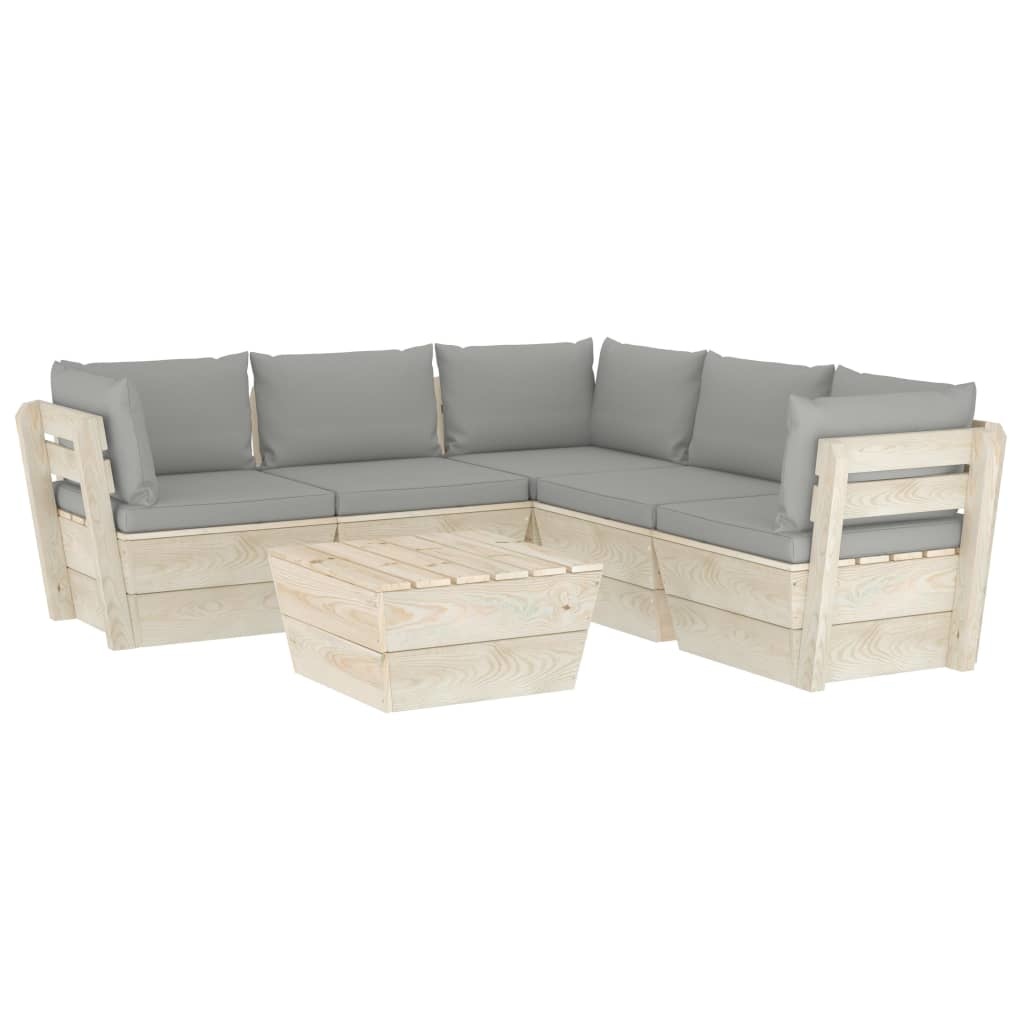 VidaXL 6-delige Loungeset met kussens pallet vurenhout