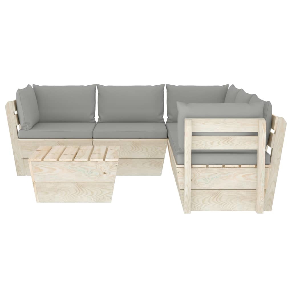 VidaXL 6-delige Loungeset met kussens pallet vurenhout