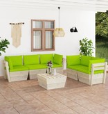 VidaXL 6-delige Loungeset met kussens pallet vurenhout
