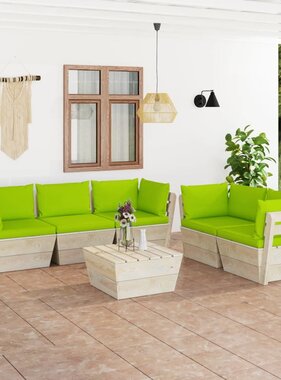 VidaXL 6-delige Loungeset met kussens pallet vurenhout