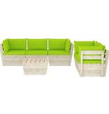 VidaXL 6-delige Loungeset met kussens pallet vurenhout