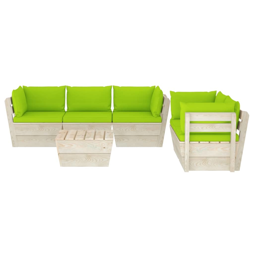 VidaXL 6-delige Loungeset met kussens pallet vurenhout