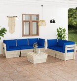 VidaXL 6-delige Loungeset met kussens pallet vurenhout