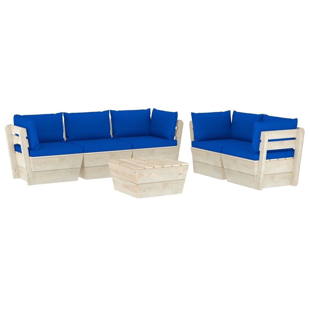 VidaXL 6-delige Loungeset met kussens pallet vurenhout