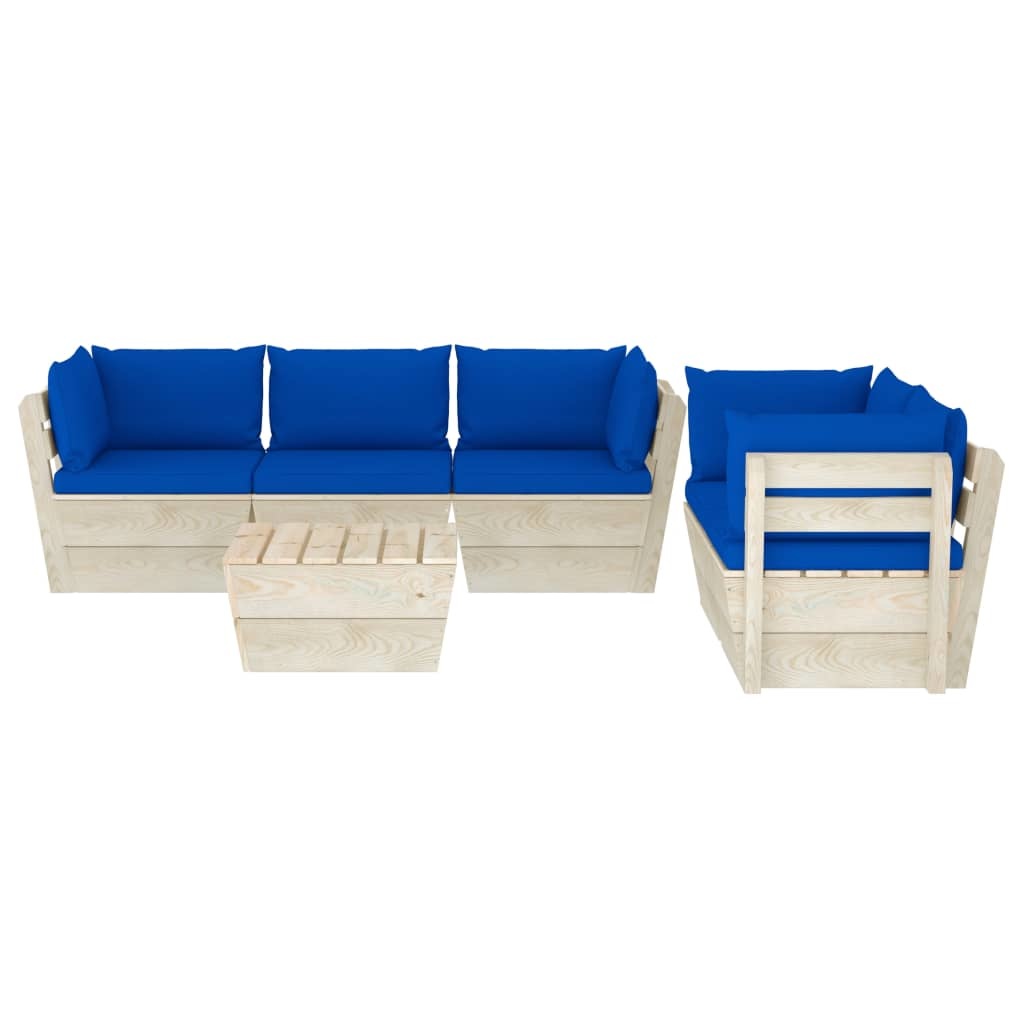 VidaXL 6-delige Loungeset met kussens pallet vurenhout