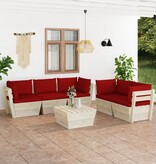 VidaXL 6-delige Loungeset met kussens pallet vurenhout