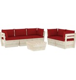 VidaXL 6-delige Loungeset met kussens pallet vurenhout