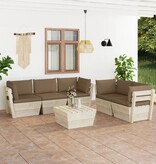 VidaXL 6-delige Loungeset met kussens pallet vurenhout