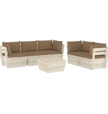 VidaXL 6-delige Loungeset met kussens pallet vurenhout