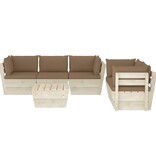 VidaXL 6-delige Loungeset met kussens pallet vurenhout