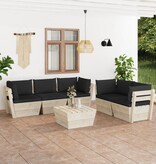 VidaXL 6-delige Loungeset met kussens pallet vurenhout