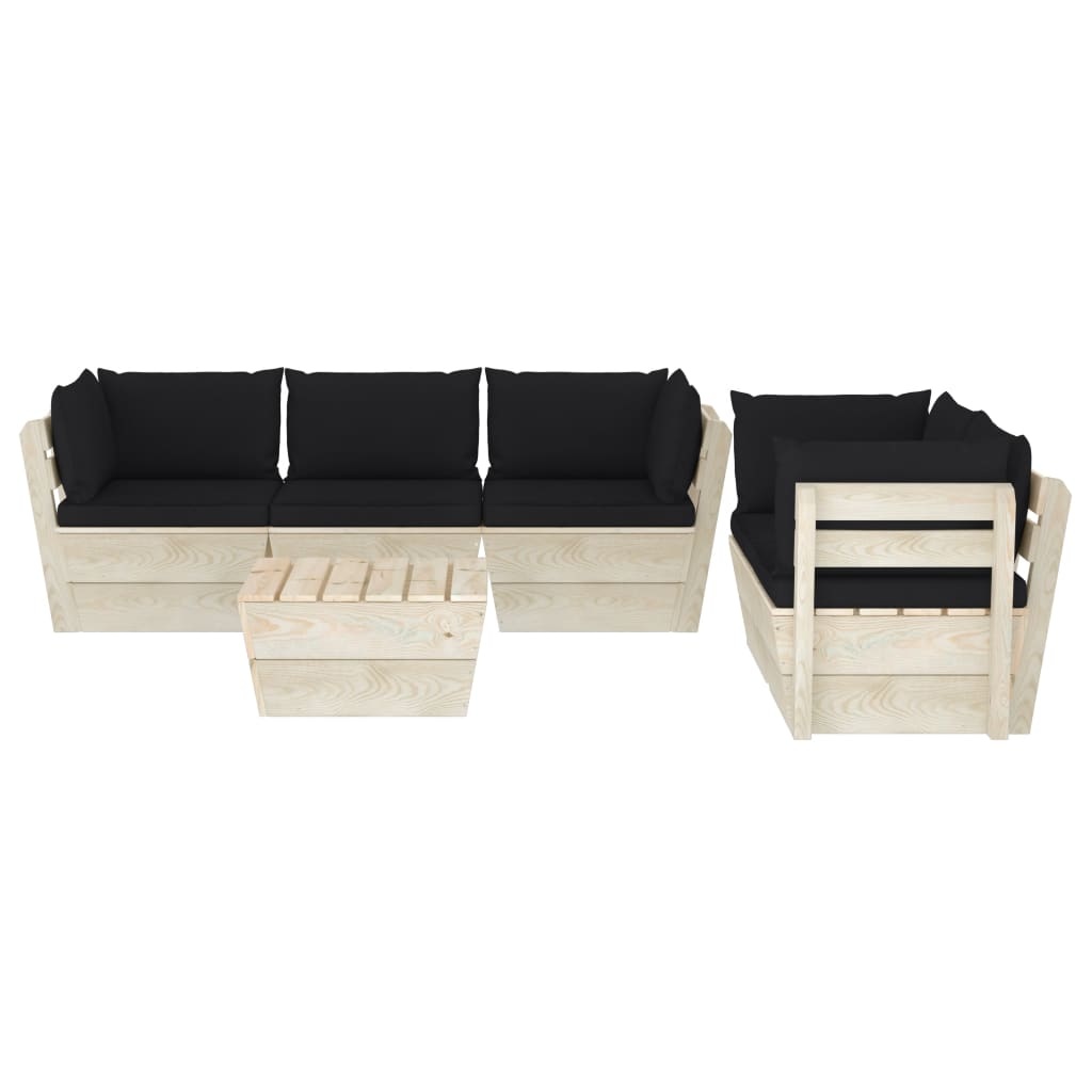 VidaXL 6-delige Loungeset met kussens pallet vurenhout