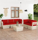 VidaXL 6-delige Loungeset met kussens pallet vurenhout