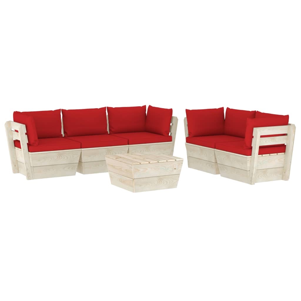VidaXL 6-delige Loungeset met kussens pallet vurenhout