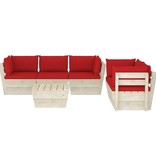 VidaXL 6-delige Loungeset met kussens pallet vurenhout