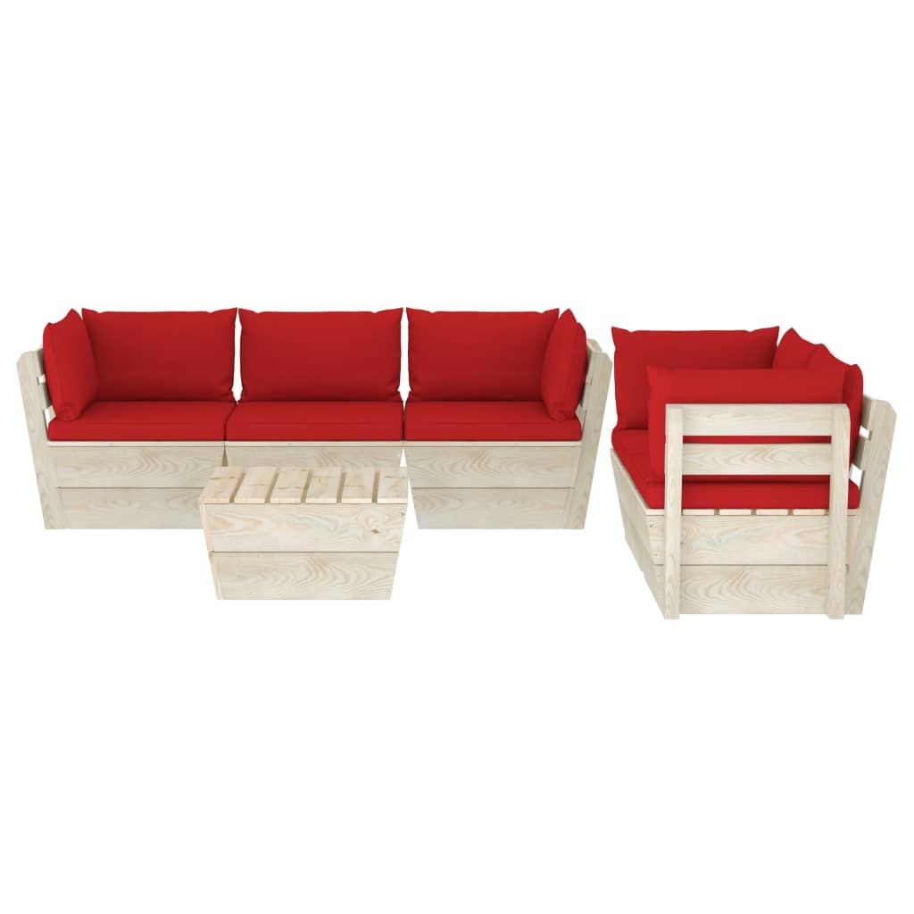 VidaXL 6-delige Loungeset met kussens pallet vurenhout