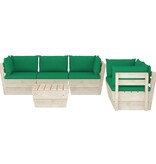 VidaXL 6-delige Loungeset met kussens pallet vurenhout