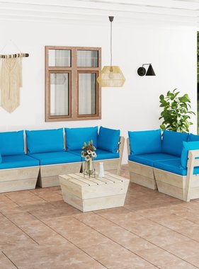 VidaXL 6-delige Loungeset met kussens pallet vurenhout