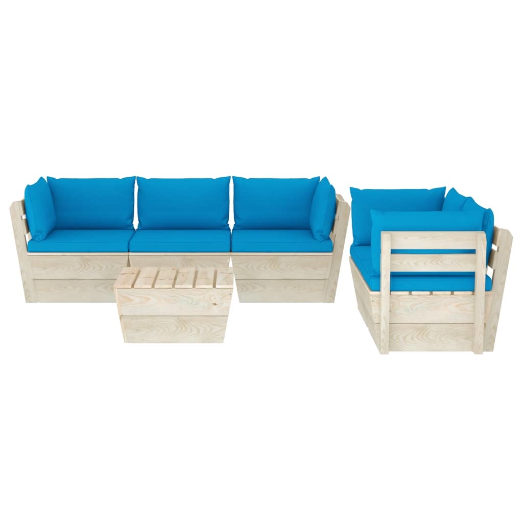 VidaXL 6-delige Loungeset met kussens pallet vurenhout