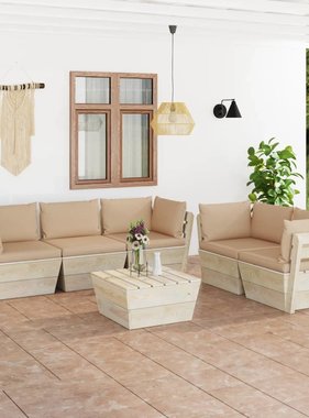 VidaXL 6-delige Loungeset met kussens pallet vurenhout