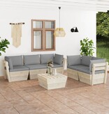 VidaXL 6-delige Loungeset met kussens pallet vurenhout