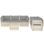 VidaXL 6-delige Loungeset met kussens pallet vurenhout