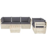 VidaXL 6-delige Loungeset met kussens pallet vurenhout