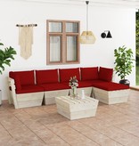 VidaXL 6-delige Loungeset met kussens pallet vurenhout