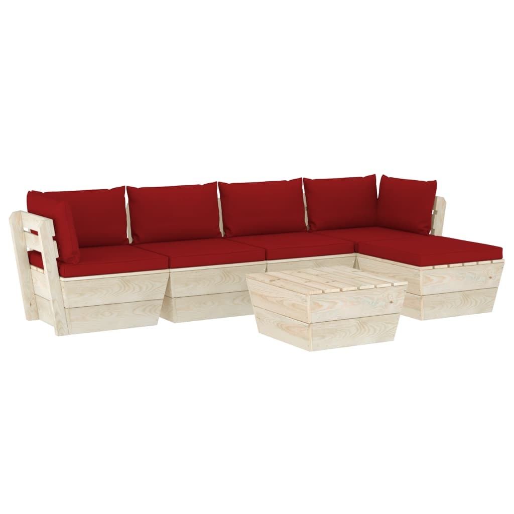 VidaXL 6-delige Loungeset met kussens pallet vurenhout