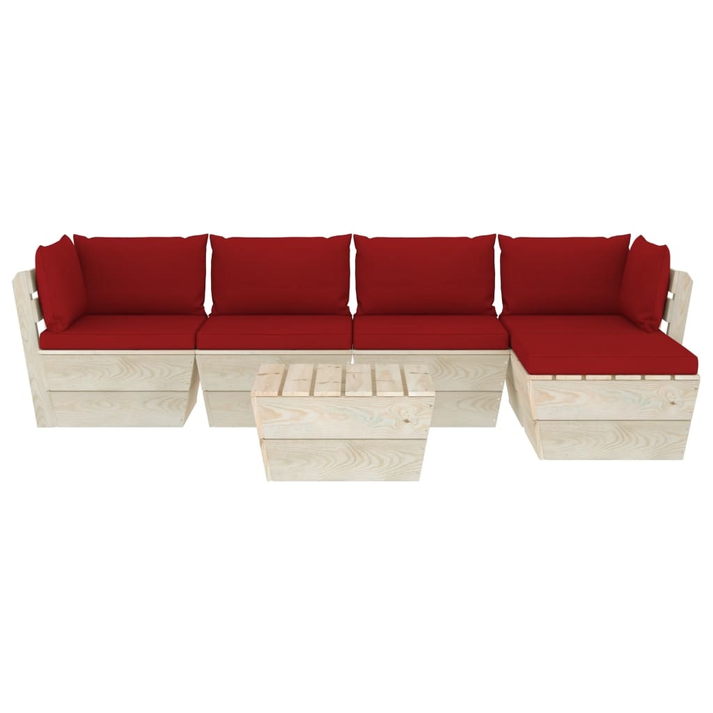 VidaXL 6-delige Loungeset met kussens pallet vurenhout