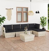 VidaXL 6-delige Loungeset met kussens pallet vurenhout
