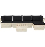 VidaXL 6-delige Loungeset met kussens pallet vurenhout