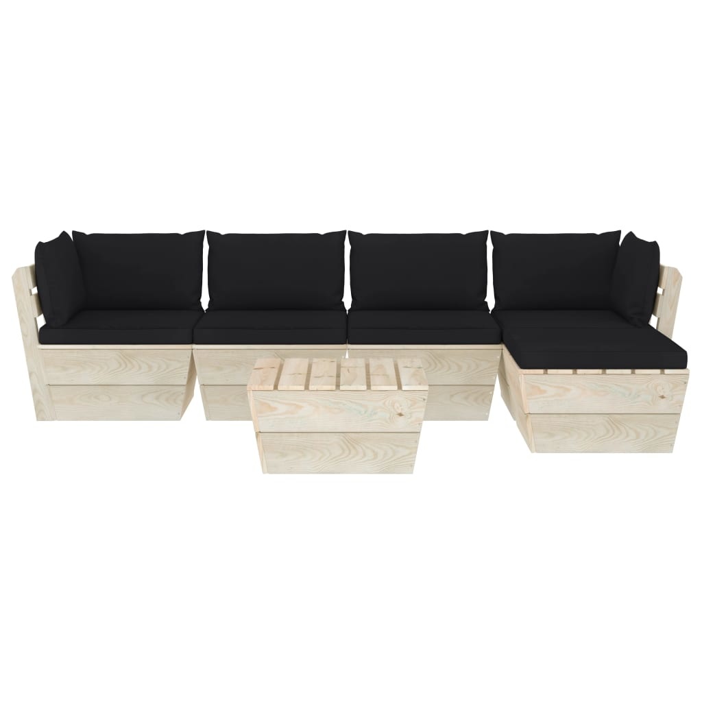 VidaXL 6-delige Loungeset met kussens pallet vurenhout