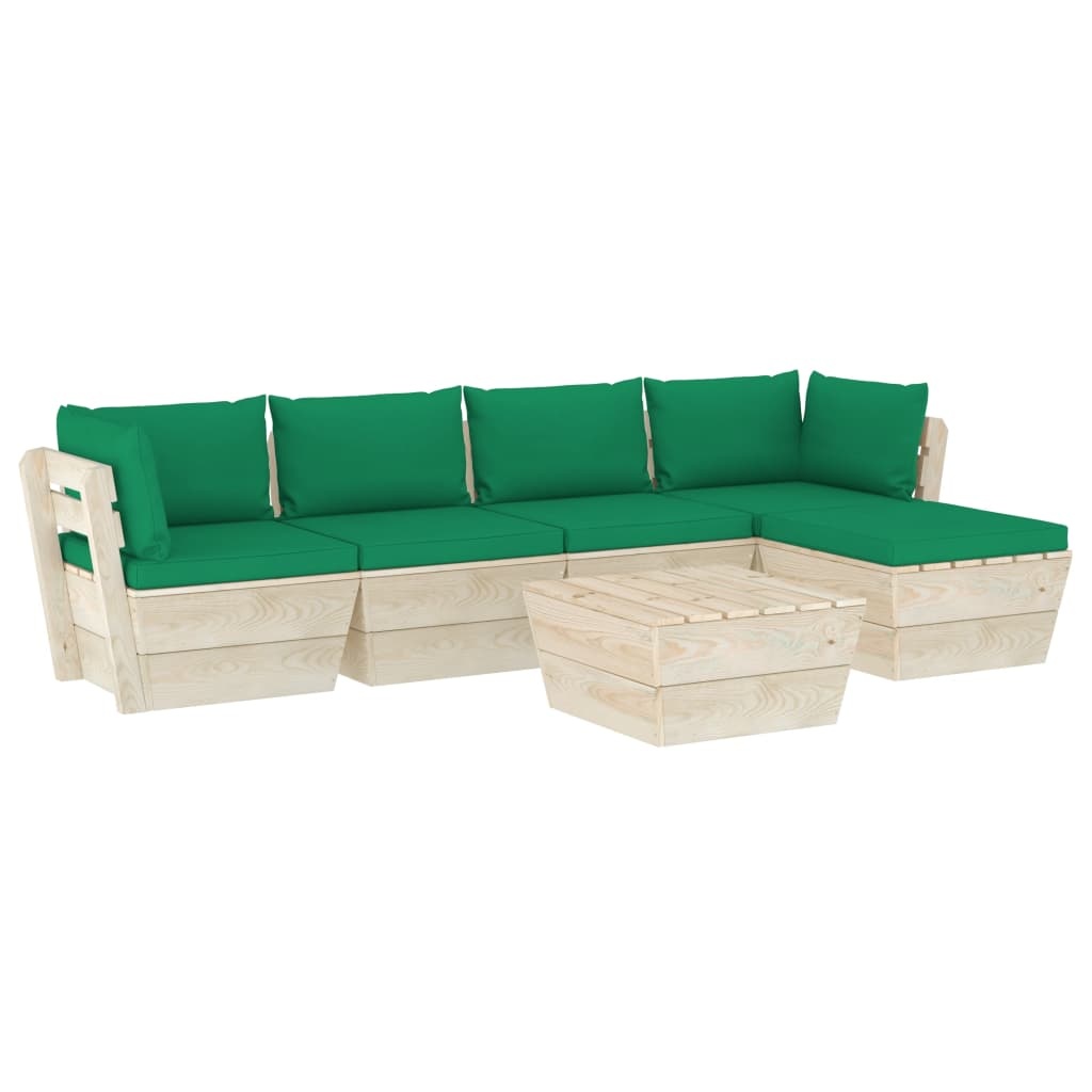 VidaXL 6-delige Loungeset met kussens pallet vurenhout