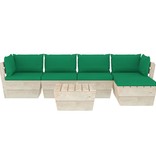 vidaXL 6-delige Loungeset met kussens pallet vurenhout