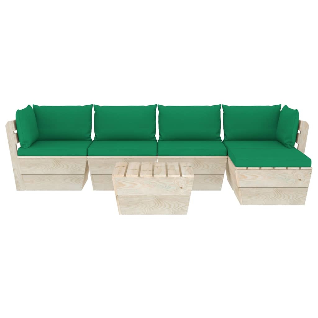 VidaXL 6-delige Loungeset met kussens pallet vurenhout