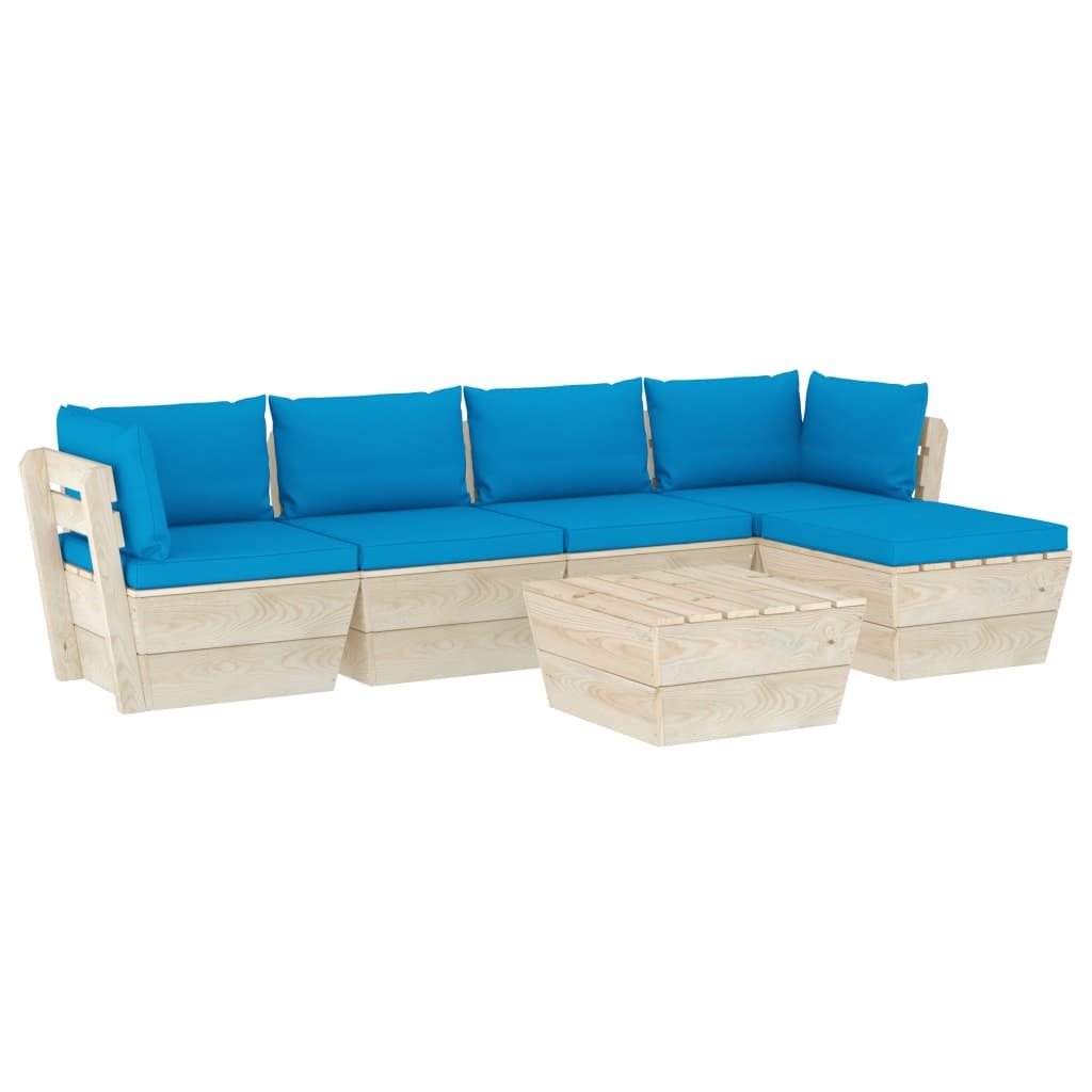 VidaXL 6-delige Loungeset met kussens pallet vurenhout