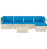 vidaXL 6-delige Loungeset met kussens pallet vurenhout