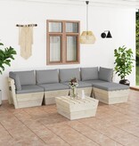 vidaXL 6-delige Loungeset met kussens pallet vurenhout