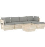 vidaXL 6-delige Loungeset met kussens pallet vurenhout