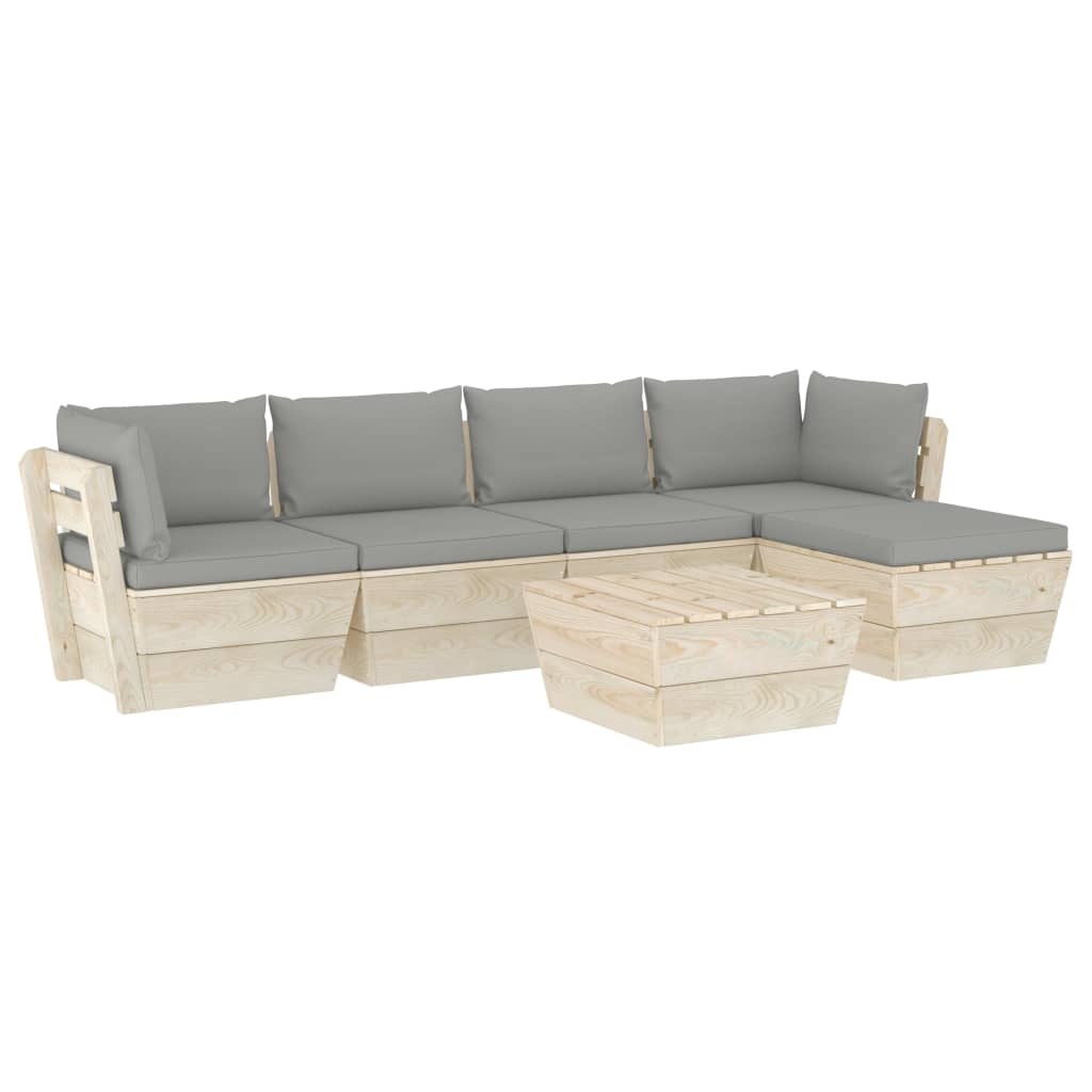 VidaXL 6-delige Loungeset met kussens pallet vurenhout