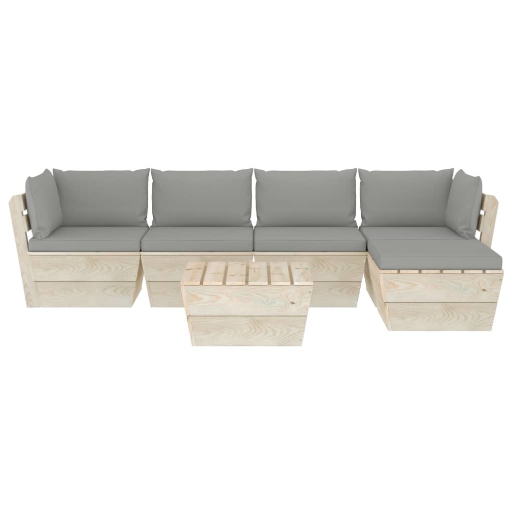 VidaXL 6-delige Loungeset met kussens pallet vurenhout