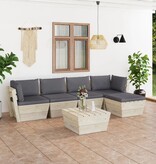 VidaXL 6-delige Loungeset met kussens pallet vurenhout