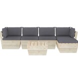 VidaXL 6-delige Loungeset met kussens pallet vurenhout