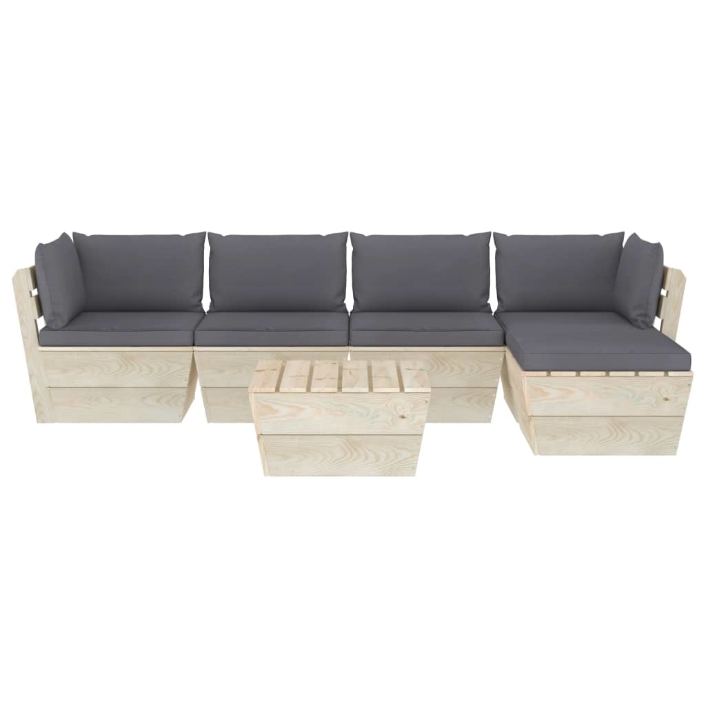 vidaXL 6-delige Loungeset met kussens pallet vurenhout