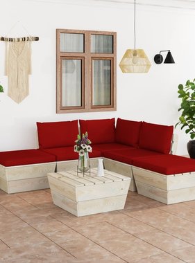 VidaXL 6-delige Loungeset met kussens pallet vurenhout