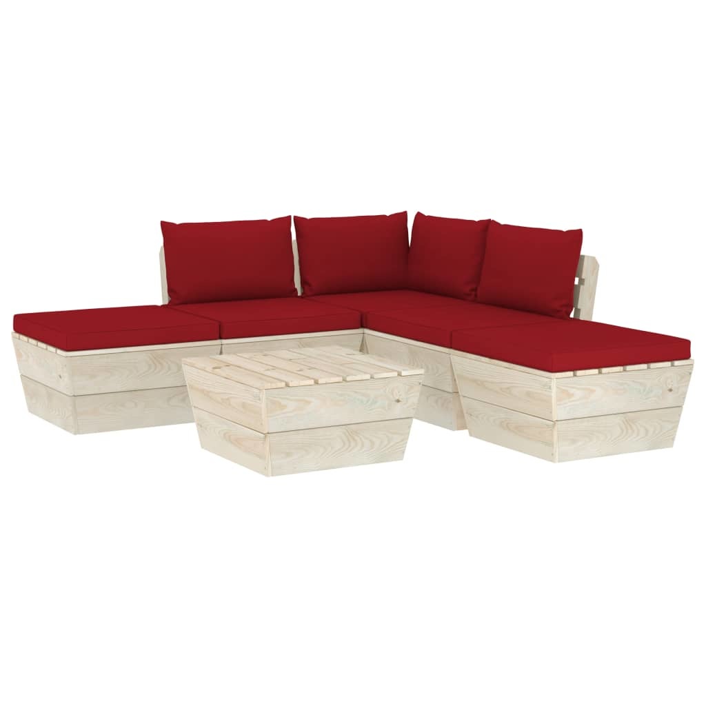VidaXL 6-delige Loungeset met kussens pallet vurenhout
